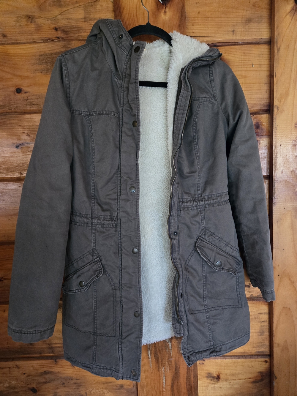Hollister Olive Green Sherpa-Lined Ski Parka